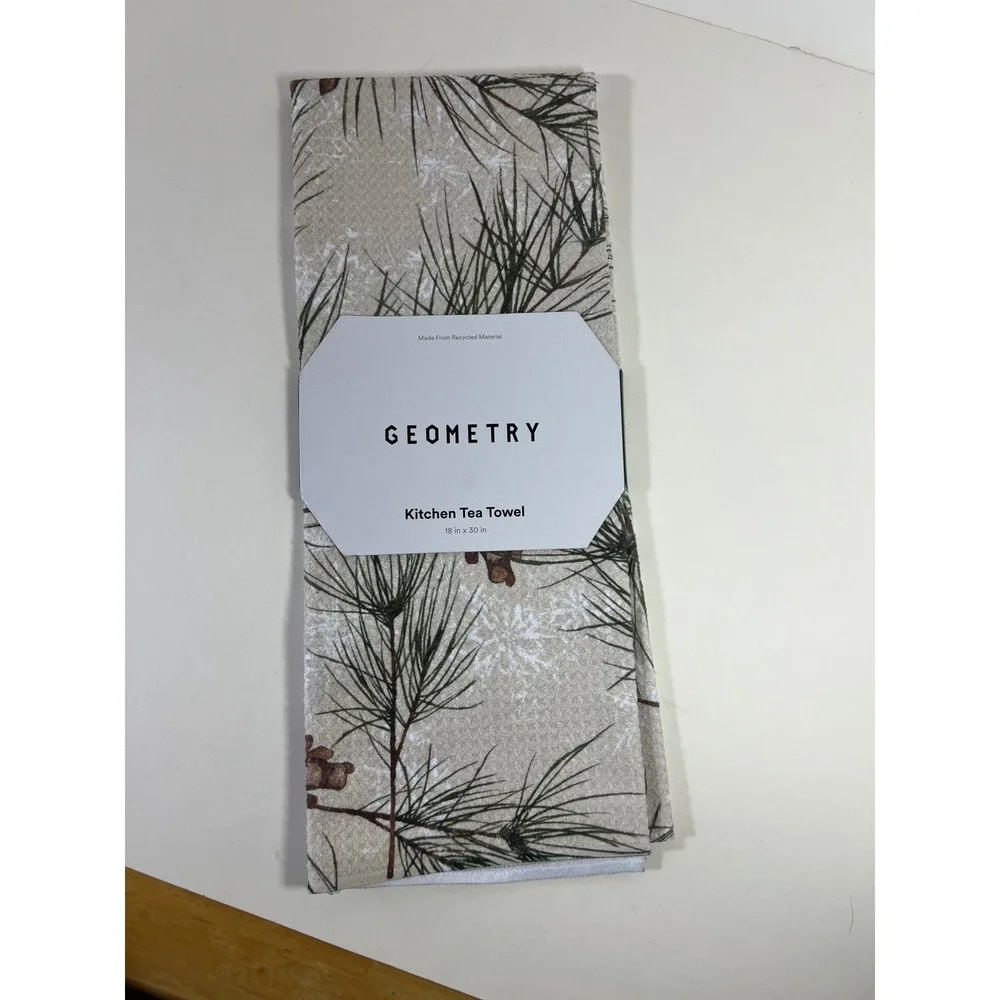 Geometry Evergreen Frost Pine Cone Tea Towel 18 x 30